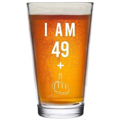 Gelid 49 + One Middle Finger 50th Birthday Gifts for Men Women Beer Glass – Funny 50 Year Old Presents - 16 oz Pint Party Decorations Supplies - Craft Beers Gift Ideas for Dad Mom Husband Wife 50 th