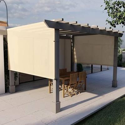 E&K Sunrise 10'Wx16'L Pergola Shade Cover with Weighted Rods & Grommets, Outdoor Sun Shade Cloth Canopy Replacement Cover UV Block for Patio Porch Deck Backyard (Beige)