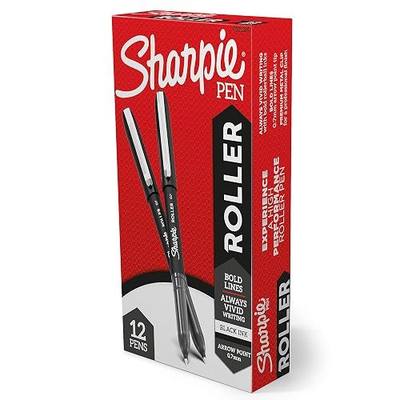 Sharpie Rollerball Pen, Arrow Point (0.7mm) Pen for Bold Lines, Black Ink, 12 Count