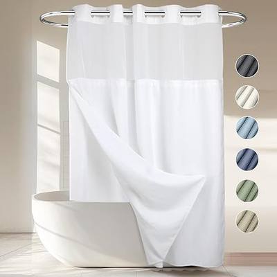River Dream Heavyweight No Hooks Required Dotted Waffle Weave Shower Curtain with Snap in Liner,Bathroom Curtains Shower Set - 71W x 74H,Hotel Grade,Spa Like Bath Curtain,White