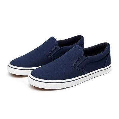 Women Canvas Slip-On Sneakers Soft Walking Shoes Rubber Sole Flat Loafers