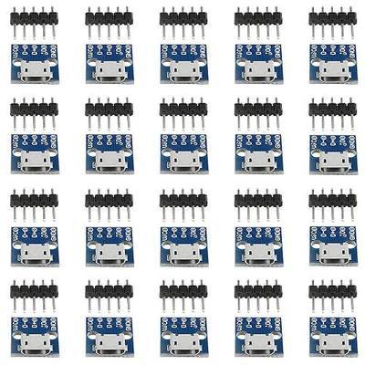WMYCONGCONG 20 PCS Micro USB Power Adapter 5-Pin Board 2.54mm 5V Breakout Module with Male Pin Header
