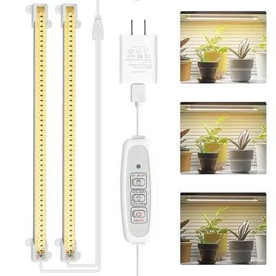 LED Plant Grow Light Strip Full Spectrum for Indoor Plant with Timer | 48 LED Plant lights, 4 Dimmable Levels, Sunlike Grow Lamp for Hydroponics Succulent, 2 Pack