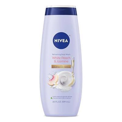 NIVEA Refreshing White Peach and Jasmine Body Wash with Nourishing Serum, Scented Body Wash for Women, Enriched with Provitamin B5 and Vitamin E, 20 Fl Oz Bottle