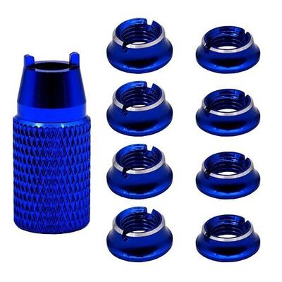 8PCS Aluminum Control Transmitter Switch Nuts & Installation Spanner Compatible with Futaba Remote Control JR/frsky Gear Switch nut Toggle Switch(Dack Blue)