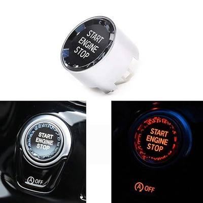 Crystal Start Stop Engine Switch Button Replacement for BMW 1 2 3 4 5 6 7 X1 X3 X4 X5 X6 F22 F30 F10 F32 F01 F15 F25 G30 G31 G11 G12 G01 (for F/G Chassis Start Stop Cover with Off Button, Silver)