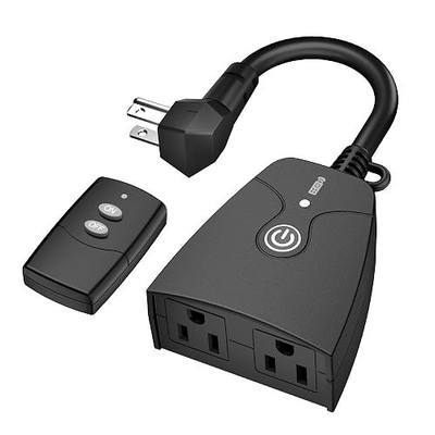 HBN Remote Control Outlets Outdoor Waterproof Indoor Wireless Light Switch | 3-Prong Dual Plugs In On Off Remote Outlet with 1 Outlet 1 Remote (Battery Included),6 Inch Cord, 100FT,15A/1875W, ETL Listed