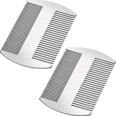Boao 2 Pcs Metal Hair Combs for Women Men Stainless Steel Beard Mustache Comb Credit Card Size Lice Wallet Pocket Fine Cutting Teasing Barber Hair Styling Dandruff Remove Dreadlock(Silver)