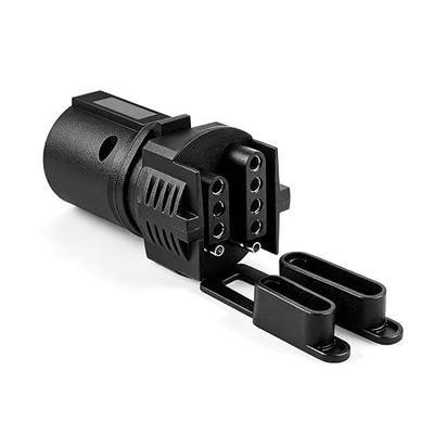 Trailer Plug Adapter 7 Pin Round to 4 and 5 Flat Blade Trailer Connector Trailer Adapter, 2-in-1 Flat Blade Plug