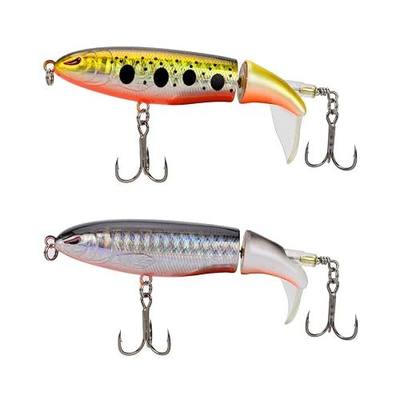 DesignSter Topwater Fishing Lure Set/ 3.9inch 10cm Floating Rotating Tail Fish Bait Lures Hard Bait Hook/Fish Tackle Bait for Freshwater Saltwater Carp Bass Pike, etc