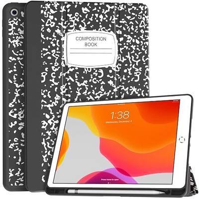 Soke Case for iPad 9th Generation 2021/8th Gen 2020/7th Gen 2019 with Pencil Holder - Premium Shockproof Case with Soft TPU Back Cover & Auto Sleep/Wake for iPad 10.2 Inch, Book Black