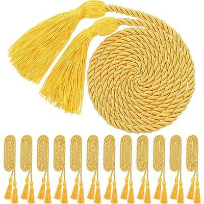 WILLBOND 12pcs Graduation Rope Honor Cord Tassel Set, Graduation Accessories for Ceremony, Graduate Students Souvenir and Gift (Yellow)