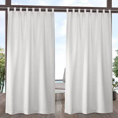 Exclusive Home Cabana Solid Indoor/Outdoor Light Filtering Hook-and-Loop Tab Top Curtain Panel Pair, 54"x84", Vanilla