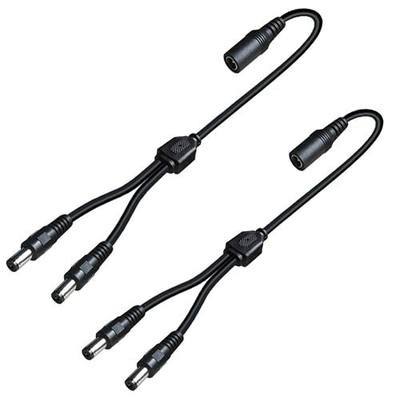 2 Pack DC Power 1 Female to 2 Male 5.5mm x 2.1mm DC Power Supply Splitter Cord for Surveillance Camera Cable Barrel Plug,Y Splitter Adapter Wire,2 Way Y-Cable for CCTV Security Camera,LED Strip Light