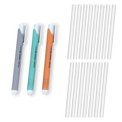 Mechanical Pocket Eraser Pen, Retractable Eraser, 15 Refills | Narrow precision tip for accurate, Retractable push-button design, Works with pencil, drawing and drafting