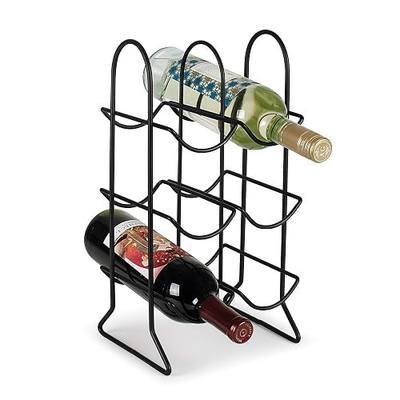 Spectrum 6 Bottle Wine Rack Freestanding Countertop Wine Bottle Holder Storage, Modern Black Metal Wire Wine Rack Organizer for Kitchen Counter Tops Base Cabinet Insert Pantry 3 Tier Wine Shelf
