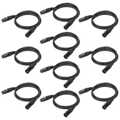 3.2ft / 1m DMX Cable, 10PCS 3 Pin DMX Cables DMX Wires, DMX512 XLR Male to Female Stage Light Signal Cable with Metal Connectors, Connection for Stage & DJ Lighting fixtures