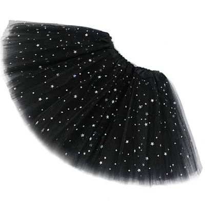 Womens Adult Sparkle Elastic 3 Layered Tulle Tutu Skirt