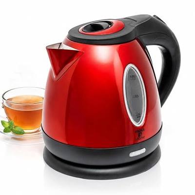 Moss & Stone Red Stainless Steel Electric Kettle, 1.2L Cordless 1500W | Small, portable hot water tea kettle, fast boiling pot, boil-dry protection, auto shut-off, blue Illuminate LED light