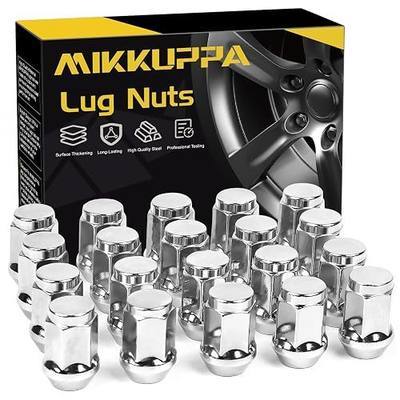 MIKKUPPA 1/2-20 20PCS Lug Nuts - Replacement for Jeep Wrangler JK Liberty Grand Cherokee, Ford Explorer Ranger Mustang Aftermarket Wheel, Chrome Closed End Bulge Acorn Solid Tire Nuts