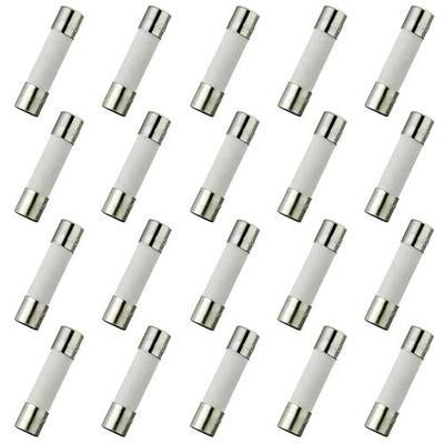 BOJACK T6.3AH250V 5x20mm 6.3A 250V Slow-Blow Ceramic Fuses 6.3 amp 250 Volt 0.2x0.78 Inch Ceramic Tube Time-delay Fuses (Pack of 20)