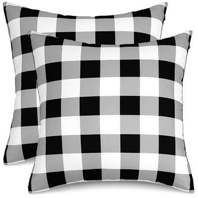 Poise3EHome Outdoor Pillow Covers 16x16 Set of 2, Black and White Checkered Splashproof Decorative Throw Cushion Covers for Spring Summer Patio Garden Poolside Farmhouse Tent Balcony Couch Sofa