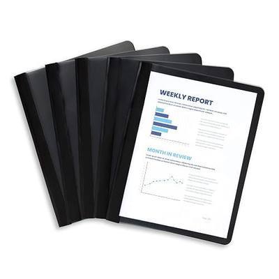 Blue Summit Supplies 25 Plastic Report Covers, 3 Prong, Clear Front Black | Durable 0.42mm poly, clear front, 3 prong fasteners, letter size, for presentations, reports, and proposals