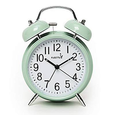FLOITTUY Loud Alarm for Deep Sleepers 4'' Twin Bell Alarm Clock with Backlight for Bedroom and Home Decoration(Green)