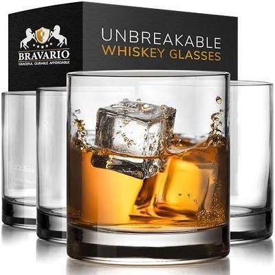 Bravario Unbreakable Whiskey Glasses, Plastic Rocks Glasses — 12.5 oz Clear Dishwasher Safe Tritan Old Fashioned Drinkware, Shatterproof BPA-Free Bourbon Cocktail Set of 4