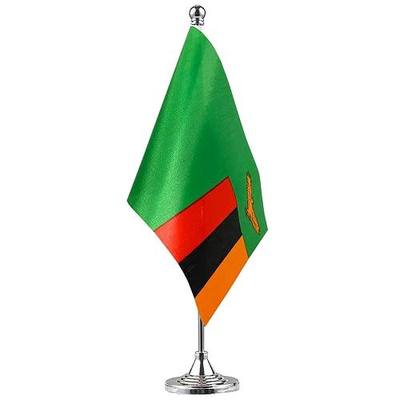 GentleGirl.USA Zambia Table Flags,Stick Small Mini Zambian Flag Office Desk Flag on Stand with Stand Base, International Festival Decoration,Zambian Theme Party Decoration,Home Desk Decoration