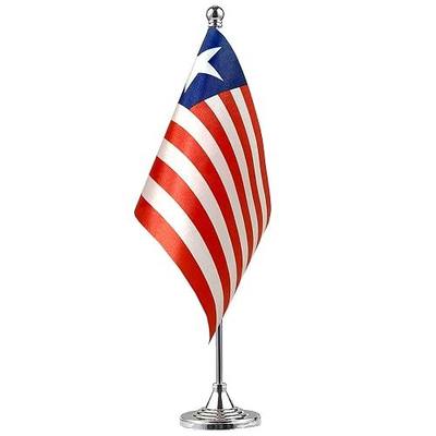 GentleGirl.USA Liberia Table flags Stick Small Mini Liberian Flag Office Table Flag on Stand with Stand Base, International Festival Decoration,Liberian Theme Party Decoration,Home Desk Decoration