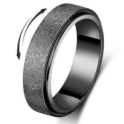 OreilleStar Titanium Stainless Steel Anxiety Ring for Women Men Fidget Spinner Ring, Size 6-12, Width 6MM, 5-Color: Rose Gold-Rainbow-Silver-Black-Blue