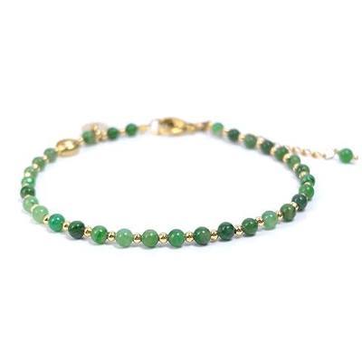 Morchic 3mm Natural Gemstone Beaded Bracelet for Women, Dainty Tiny Charm Jewelry, Adjustable 7.1-8.6" Ideal Birthday Holiday Gift