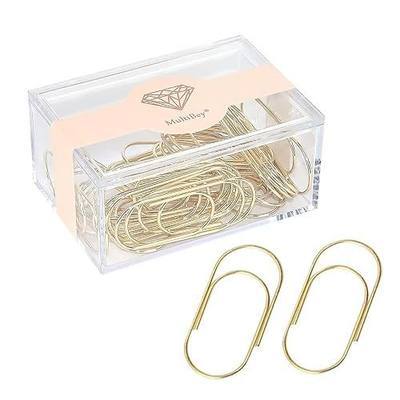 MultiBey Gold Jumbo Paper Clips, 30 Pack, 2 Inch Large Metal Clips | Large Gold Paper Clips for Office, Planners, Crafts And Invitations, Clear Acrylic Storage Box for Easy Desk Organization
