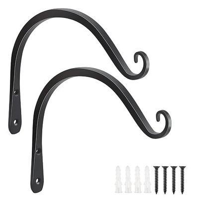 FEED GARDEN Heavy Duty Plant Hangers Outdoor Indoor, 8 Inch 2 Pack Metal Hanging Bracket Holds Up to 44 lbs, Wall Brackets for Hanging Baskets, Bird Feeders,Wind Chime& Lanterns, Black