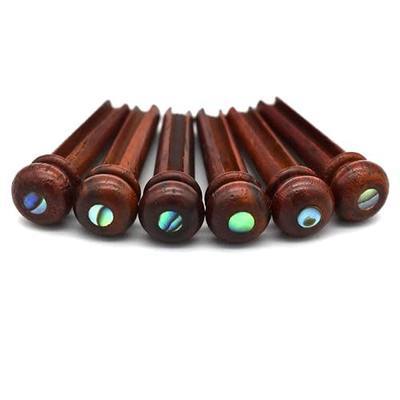 Cocobolo Guitar Bridge Pins, Vintage Style, Slotted, Green Abalone Dot Inlaid.