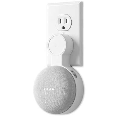 Outlet Wall Mount Holder for Google Nest Mini (Home Mini 2nd Gen and 1st Gen), A Space-Saving Accessories for Google Nest Mini Voice Assistant 2nd Generation (White)