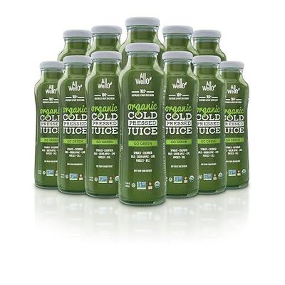 Organic Go Green Juice, Cold-Pressed, No Sugar Added, 12 Pack | USDA Organic | Real Fruits & Vegetables | Cold-Pressed | No Sugar Added | No Preservatives | Gluten Free | Glass Bottle