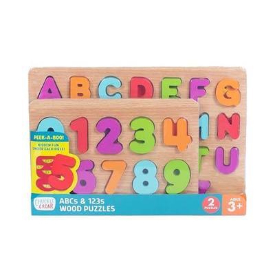 ABC & 123 Alphabet Wooden Puzzles for Toddlers & Kids Ages 3-5, 2 Pack | Wooden Learning Puzzle, Educational, Alphabet, Numbers and Counting, Fine Motor Skills, Toddlers and Preschoolers, Giftable