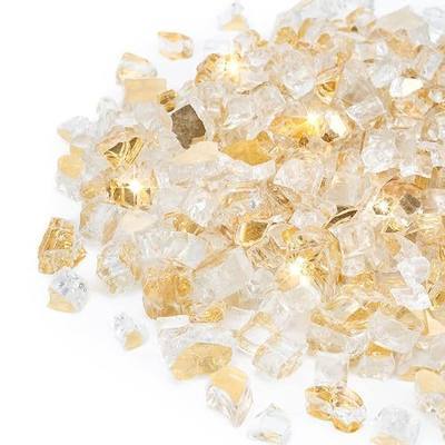 Stanbroil 10-Pound Fire Glass - 1/2 inch Reflective Tempered Fire Glass for Fireplace Fire Pit, Gold Reflective
