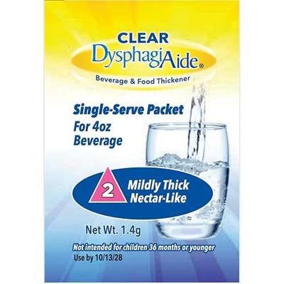 Clear DysphagiAide Thickener, Level 2 Mildly Thick (Nectar-Like) Single Serving Packets, 24 Count