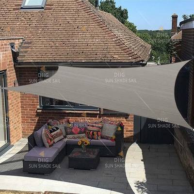 Patio Sun Shade Sail Canopy, 6' x 8' Rectangle Shade Cloth Block Sunshade Fabric - Outdoor Cover Awning Shelter for Pergola Backyard Garden Yard (Grey Color)