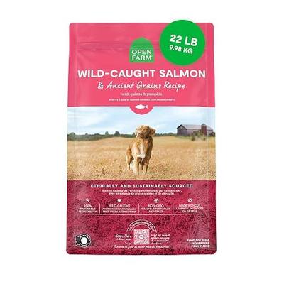 Open Farm Ancient Grains Dry Dog Food, Wild Caught Salmon Kibble, 22lb Bag | All Life Stages, All Breed Sizes, Protein-Rich & Nutrient Dense, 100% Traceable Ingredients, Non-GMO Fruits & Veggies.