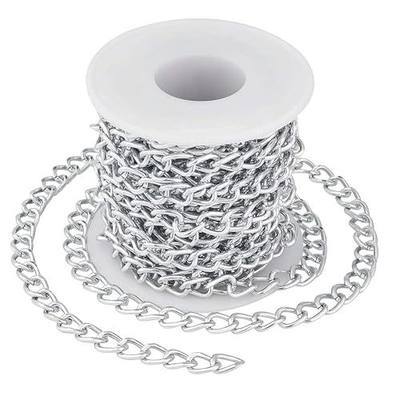 Pandahall 16.4 Feet Aluminium Curb Chains Twisted Links Silver Plated with Spool for Bracelet Necklace Jewelry Making