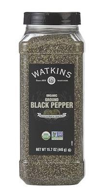 Watkins Gourmet Spice, Organic Ground Black Pepper, Bulk Food Service Size, 15.7 oz (Pack of 1)