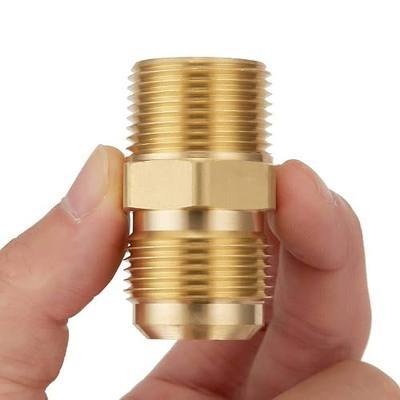 2 PCS Brass Gas Adapter 3/4" Flare x 3/4 Inch NPT Male Pipe Connector | Couples Tube Fitting Half Union