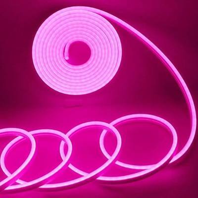 YM E-Bright LED Neon Strip Lights, 16.4ft 600SMD Pink Waterproof 12V | Flexible waterproof rope light suits signs, bars, kitchens, bedrooms, parties, and outdoor decor; power supply not included.