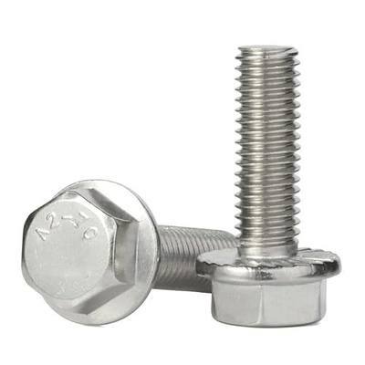 M5-0.8 x 20mm Flanged Hex Head Bolts Flange Hexagon Screws, Stainless Steel 18-8 (304), Plain Finish, 40 PCS