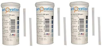 Bartovation Peracetic Acid Test Strips, 0-160 ppm, 300-Pack | Made in USA, results in 15 seconds, for food processing