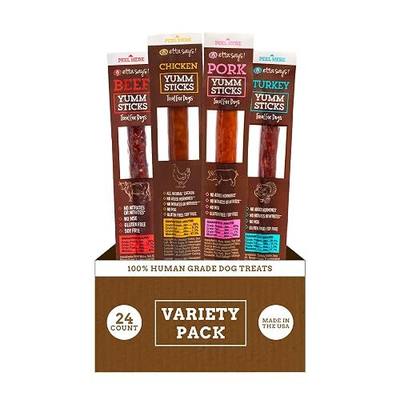 etta says! Yumm Sticks - Real Meat Dog Jerky Treats - Beef, Chicken, Pork, and Turkey Variety Pack - Human Grade - Made in The USA (24 Count Pack of 1)